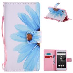 Blue Sunflower PU Leather Wallet Case for Sony Xperia Z5 / Z5 Dual
