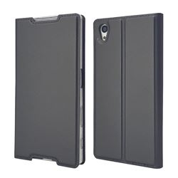 Ultra Slim Card Magnetic Automatic Suction Leather Wallet Case for Sony Xperia Z5 / Z5 Dual - Star Grey
