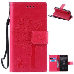 Embossing Butterfly Tree Leather Wallet Case for Sony Xperia Z5 Compact / Z5 Mini - Rose