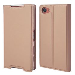 Ultra Slim Card Magnetic Automatic Suction Leather Wallet Case for Sony Xperia Z5 Compact / Z5 Mini - Rose Gold