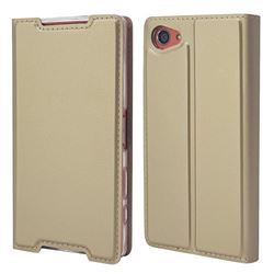 Ultra Slim Card Magnetic Automatic Suction Leather Wallet Case for Sony Xperia Z5 Compact / Z5 Mini - Champagne