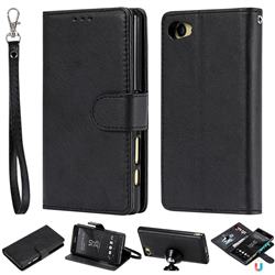 Retro Greek Detachable Magnetic PU Leather Wallet Phone Case for Sony Xperia Z5 Compact / Z5 Mini - Black