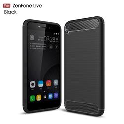 Luxury Carbon Fiber Brushed Wire Drawing Silicone TPU Back Cover for Asus ZenFone Live (L1) ZA550KL - Black