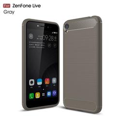 Luxury Carbon Fiber Brushed Wire Drawing Silicone TPU Back Cover for Asus ZenFone Live (L1) ZA550KL - Gray