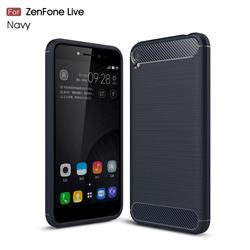 Luxury Carbon Fiber Brushed Wire Drawing Silicone TPU Back Cover for Asus ZenFone Live (L1) ZA550KL - Navy