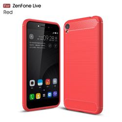 Luxury Carbon Fiber Brushed Wire Drawing Silicone TPU Back Cover for Asus ZenFone Live (L1) ZA550KL - Red