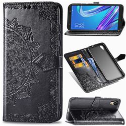 Embossing Imprint Mandala Flower Leather Wallet Case for Asus ZenFone Live (L1) ZA550KL - Black