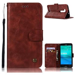 Luxury Retro Leather Wallet Case for Asus Zenfone Go ZB551KL - Wine Red