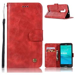 Luxury Retro Leather Wallet Case for Asus Zenfone Go ZB551KL - Red