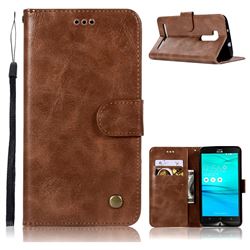 Luxury Retro Leather Wallet Case for Asus Zenfone Go ZB551KL - Brown