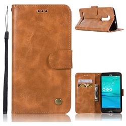 Luxury Retro Leather Wallet Case for Asus Zenfone Go ZB551KL - Golden