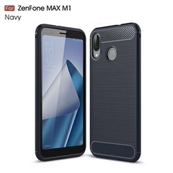 Luxury Carbon Fiber Brushed Wire Drawing Silicone TPU Back Cover for Asus Zenfone Max (M1) ZB555KL - Navy