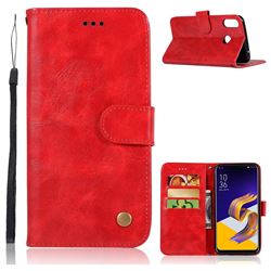 Luxury Retro Leather Wallet Case for Asus Zenfone Max (M1) ZB555KL - Red