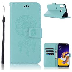 Intricate Embossing Owl Campanula Leather Wallet Case for Asus Zenfone Max (M1) ZB555KL - Green