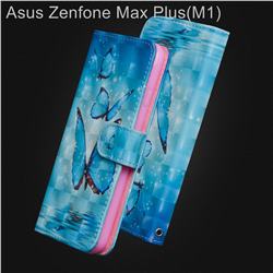 Blue Sea Butterflies 3D Painted Leather Wallet Case for Asus Zenfone Max Plus (M1) ZB570TL