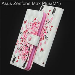 Tree and Cat 3D Painted Leather Wallet Case for Asus Zenfone Max Plus (M1) ZB570TL
