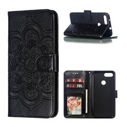 Intricate Embossing Datura Solar Leather Wallet Case for Asus Zenfone Max Plus (M1) ZB570TL - Black