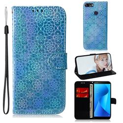 Laser Circle Shining Leather Wallet Phone Case for Asus Zenfone Max Plus (M1) ZB570TL - Blue