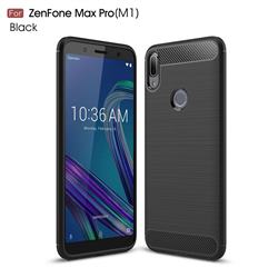 Luxury Carbon Fiber Brushed Wire Drawing Silicone TPU Back Cover for Asus Zenfone Max Pro (M1) ZB601KL - Black