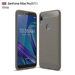 Luxury Carbon Fiber Brushed Wire Drawing Silicone TPU Back Cover for Asus Zenfone Max Pro (M1) ZB601KL - Gray