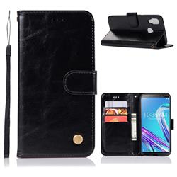 Luxury Retro Leather Wallet Case for Asus Zenfone Max Pro (M1) ZB601KL - Black