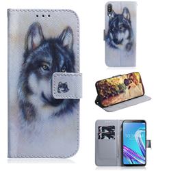 Snow Wolf PU Leather Wallet Case for Asus Zenfone Max Pro (M1) ZB601KL