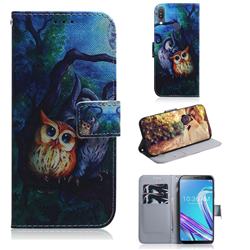 Oil Painting Owl PU Leather Wallet Case for Asus Zenfone Max Pro (M1) ZB601KL