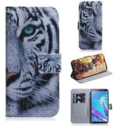 White Tiger PU Leather Wallet Case for Asus Zenfone Max Pro (M1) ZB601KL