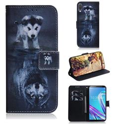 Wolf and Dog PU Leather Wallet Case for Asus Zenfone Max Pro (M1) ZB601KL