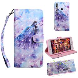 Roaring Wolf 3D Painted Leather Wallet Case for Asus Zenfone Max Pro (M2) ZB631KL
