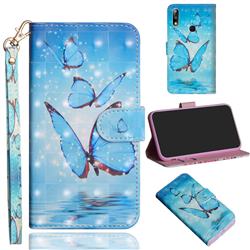 Blue Sea Butterflies 3D Painted Leather Wallet Case for Asus Zenfone Max Pro (M2) ZB631KL