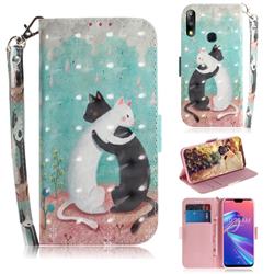 Black and White Cat 3D Painted Leather Wallet Phone Case for Asus Zenfone Max Pro (M2) ZB631KL
