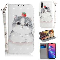 Cute Tomato Cat 3D Painted Leather Wallet Phone Case for Asus Zenfone Max Pro (M2) ZB631KL