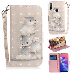 Three Squirrels 3D Painted Leather Wallet Phone Case for Asus Zenfone Max Pro (M2) ZB631KL