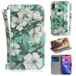 Watercolor Flower 3D Painted Leather Wallet Phone Case for Asus Zenfone Max Pro (M2) ZB631KL