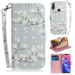 Magnolia Flower 3D Painted Leather Wallet Phone Case for Asus Zenfone Max Pro (M2) ZB631KL