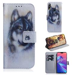 Snow Wolf PU Leather Wallet Case for Asus Zenfone Max Pro (M2) ZB631KL