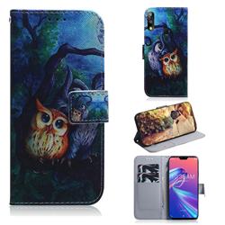 Oil Painting Owl PU Leather Wallet Case for Asus Zenfone Max Pro (M2) ZB631KL