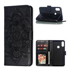 Intricate Embossing Datura Solar Leather Wallet Case for Asus Zenfone Max Pro (M2) ZB631KL - Black