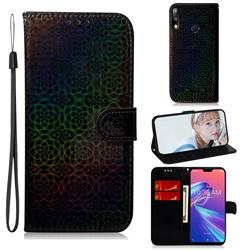 Laser Circle Shining Leather Wallet Phone Case for Asus Zenfone Max Pro (M2) ZB631KL - Black