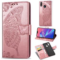 Embossing Mandala Flower Butterfly Leather Wallet Case for Asus Zenfone Max Pro (M2) ZB631KL - Rose Gold