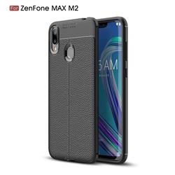 Luxury Auto Focus Litchi Texture Silicone TPU Back Cover for Asus Zenfone Max (M2) ZB633KL - Black