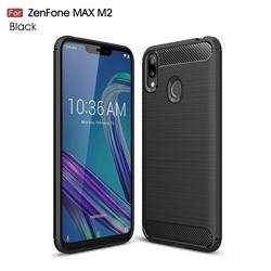 Luxury Carbon Fiber Brushed Wire Drawing Silicone TPU Back Cover for Asus Zenfone Max (M2) ZB633KL - Black