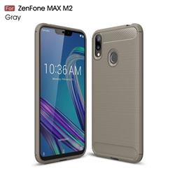 Luxury Carbon Fiber Brushed Wire Drawing Silicone TPU Back Cover for Asus Zenfone Max (M2) ZB633KL - Gray