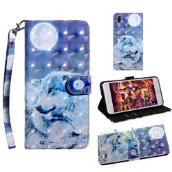 Moon Wolf 3D Painted Leather Wallet Case for Asus Zenfone Max (M2) ZB633KL
