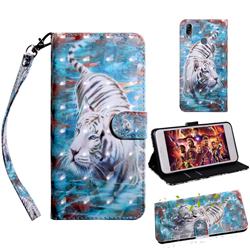 White Tiger 3D Painted Leather Wallet Case for Asus Zenfone Max (M2) ZB633KL
