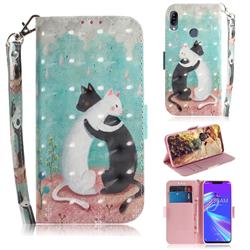 Black and White Cat 3D Painted Leather Wallet Phone Case for Asus Zenfone Max (M2) ZB633KL