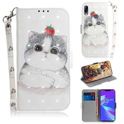 Cute Tomato Cat 3D Painted Leather Wallet Phone Case for Asus Zenfone Max (M2) ZB633KL