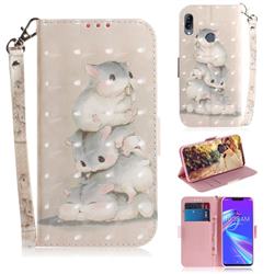 Three Squirrels 3D Painted Leather Wallet Phone Case for Asus Zenfone Max (M2) ZB633KL