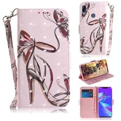 Butterfly High Heels 3D Painted Leather Wallet Phone Case for Asus Zenfone Max (M2) ZB633KL